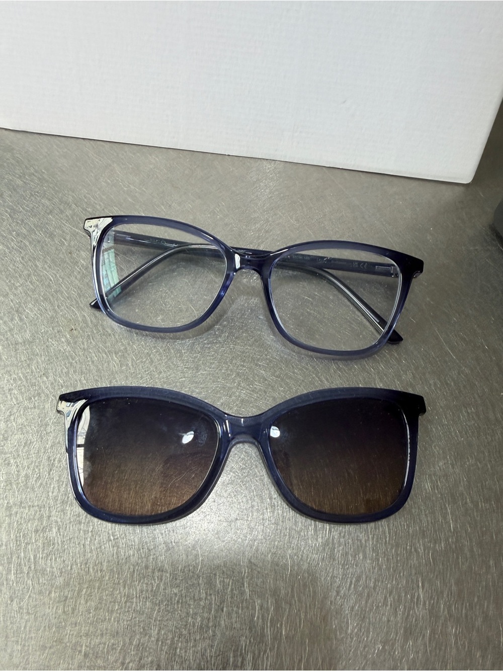 ECO Women’s Blue Cateye Sunglasses with Clip-On Tinted Lenses